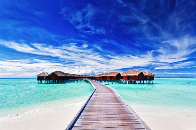 Overwater villas on the lagoon